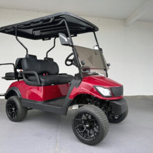 4 seater electric Burgundy Contender Flex 2+2 Lithium Golf Cart